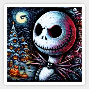 Elevate Your Holidays: Unique Jack Skellington Christmas Art for a Whimsical Celebration! Magnet